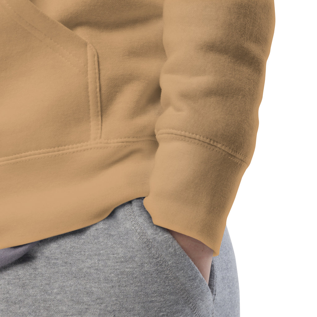 MotherMindset I Ate That Up Motivational Hoodie in caramel with front and back design, unisex cotton sweatshirt, khaki color