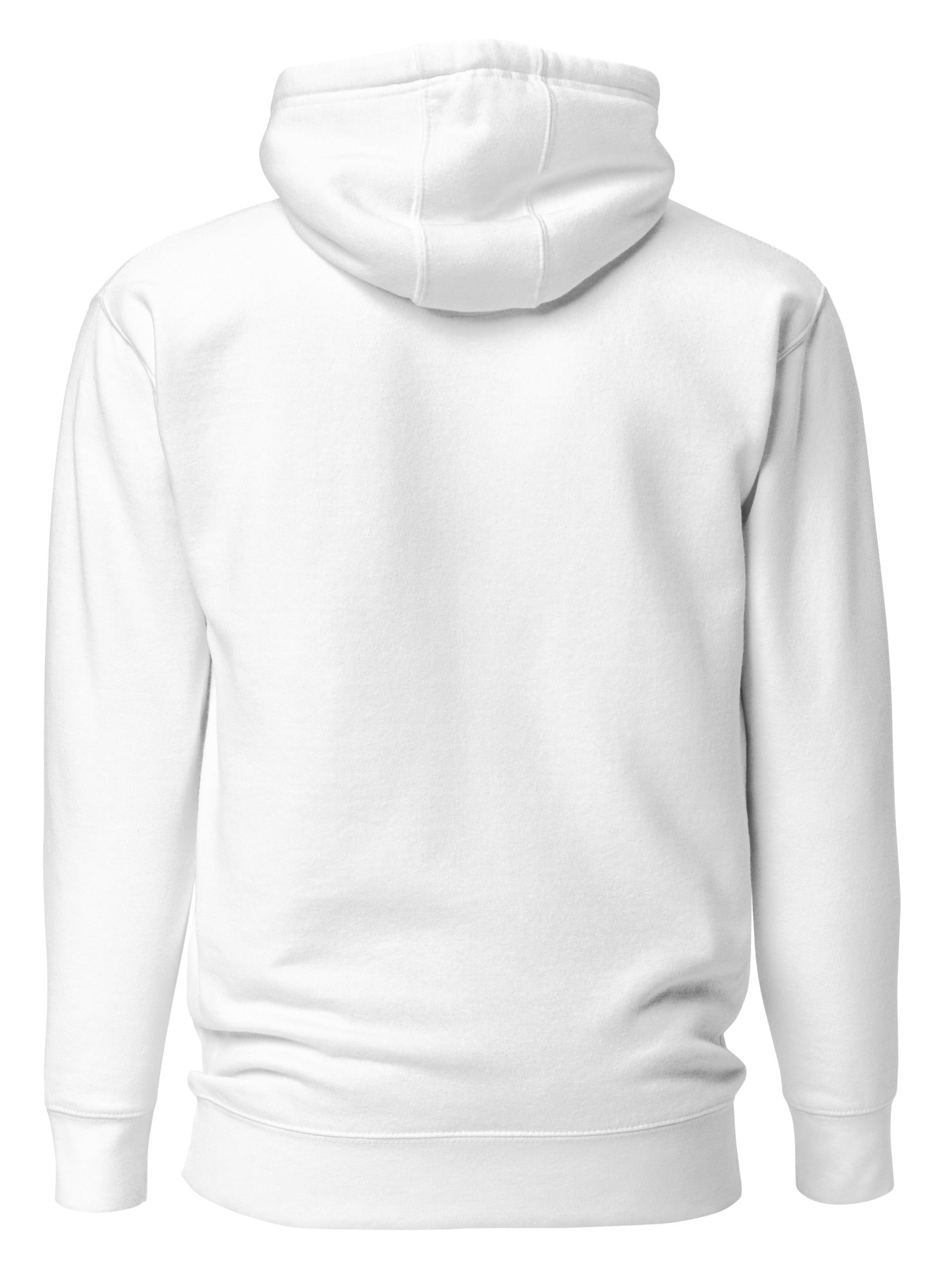 White unisex Christian hoodie by MotherMindset featuring Jeremiah 29:11 biblical quote on the back.