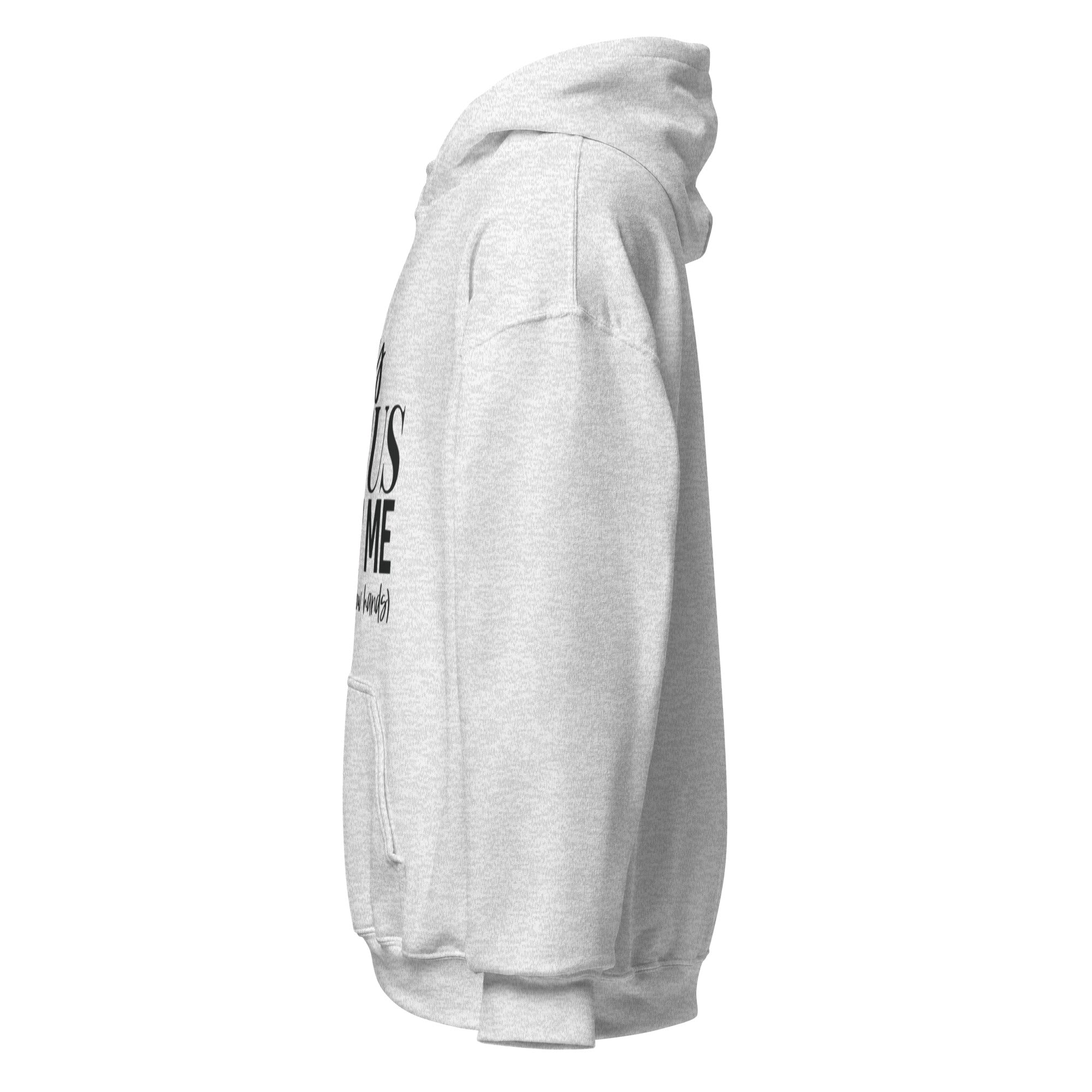 Unisex ash-colored hoodie featuring the "Try Jesus Not Me" faith-based message by MotherMindset, casual and comfortable pullover sweatshirt.