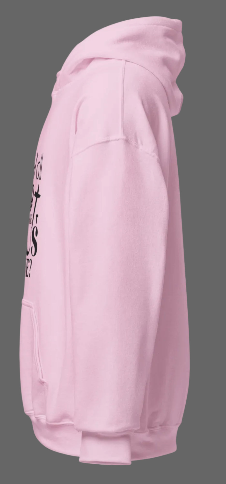 Baby pink unisex Christian hoodie by MotherMindset with the phrase "Why Y'all Trying to Test Jesus in Me" printed on the front.